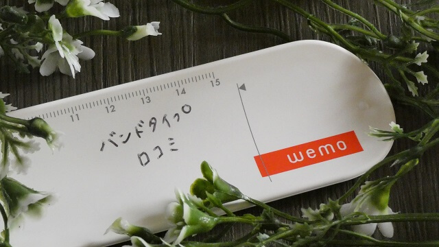 「バンドタイプ・口コミ」と書かれたバンドタイプのwemo